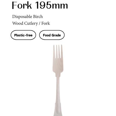 Birch Wooden European Scalloped Fork – 195mm