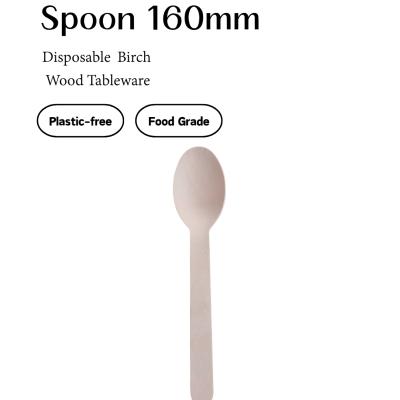 Birch Wooden Medium Spoon – 160mm Dinner Spoon