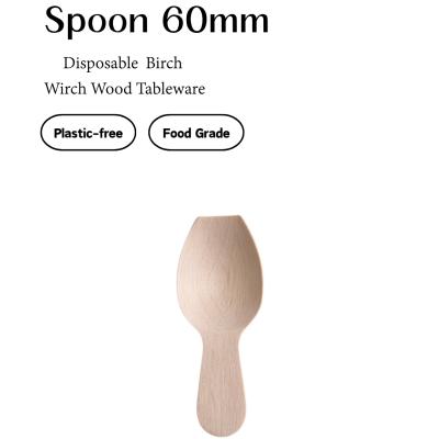 Birch Wooden Small Spoon – 60mm Mini Tea & Dessert Spoon