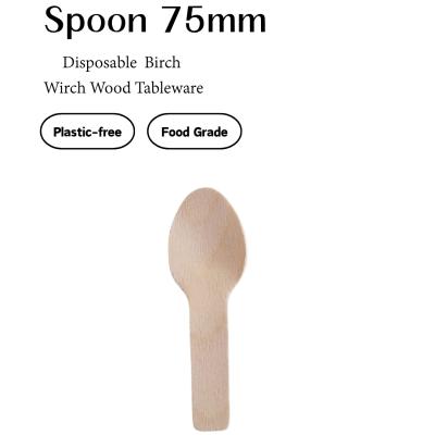 Birch Wooden Small Spoon – 75mm Tea & Dessert Spoon