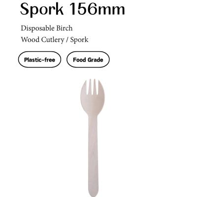 Birch Wooden Spork – 156mm Fork & Spoon
