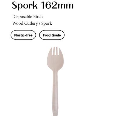 Birch Wooden Spork – 162mm Fork & Spoon